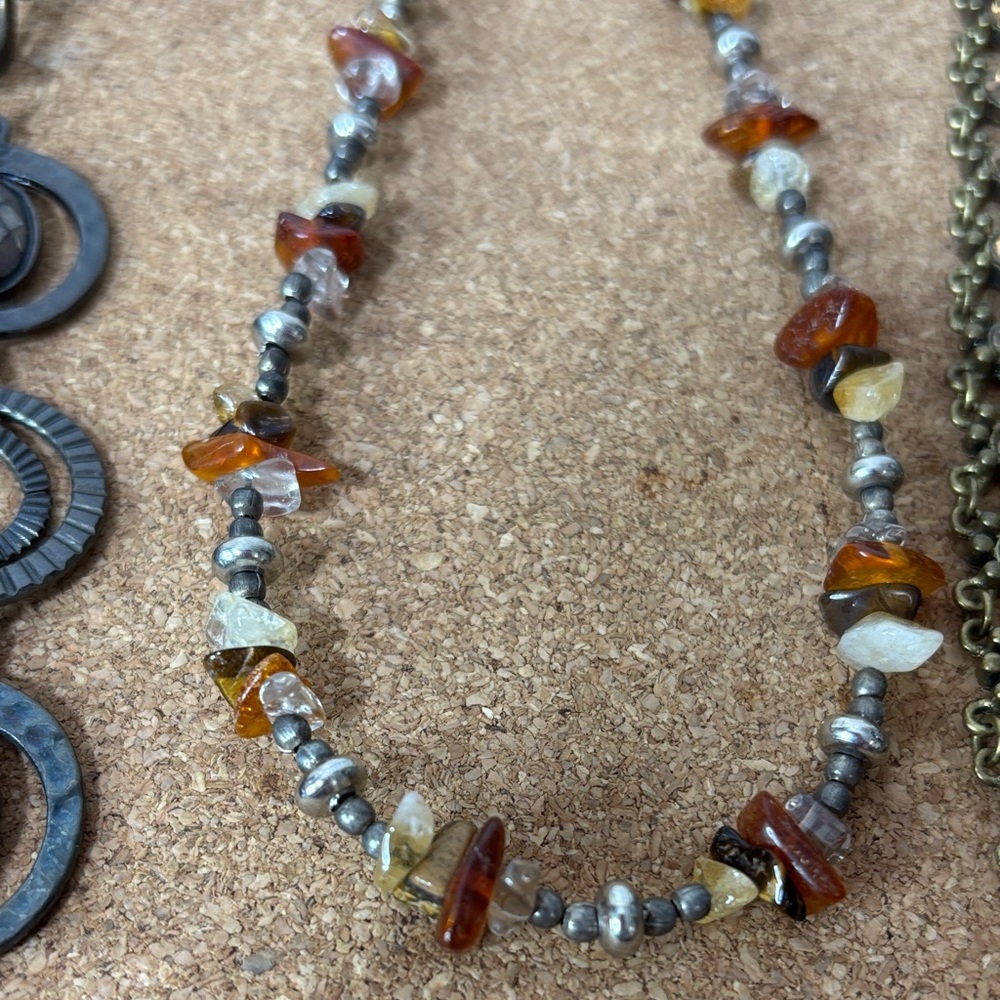 Assorted Women's Necklace Blue Pendant Gold Beaded Amber Bead Styles Costume - Picture 3 of 6